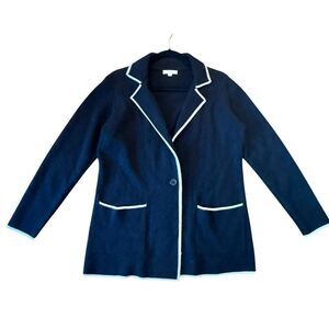 Max Studio London black and white collared sweater jacket small